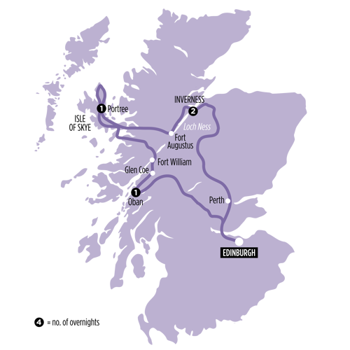 Isle of Skye, Loch Ness & Inverness  route map