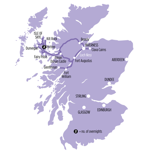 Winter Isle of Skye & Loch Ness route map