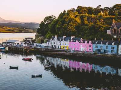 The colourful harbour of Isle of Skye's capitol town