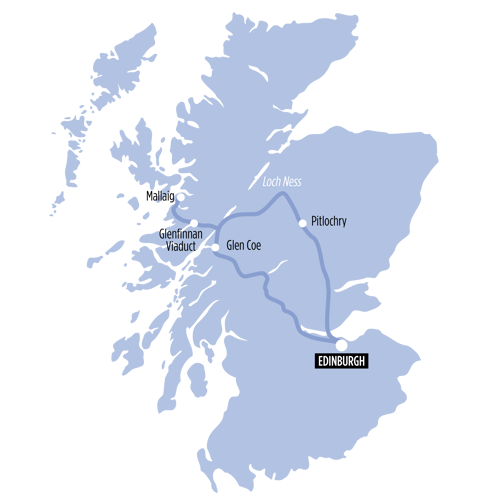 Scottish Highlands & Glenfinnan route map