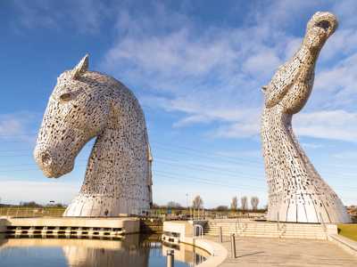 The Kelpies: a large monument of two horse heads made of steel