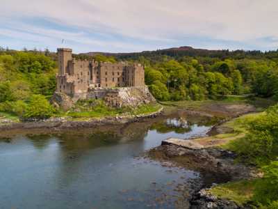 Aerial view of impressive fortress by the sea 