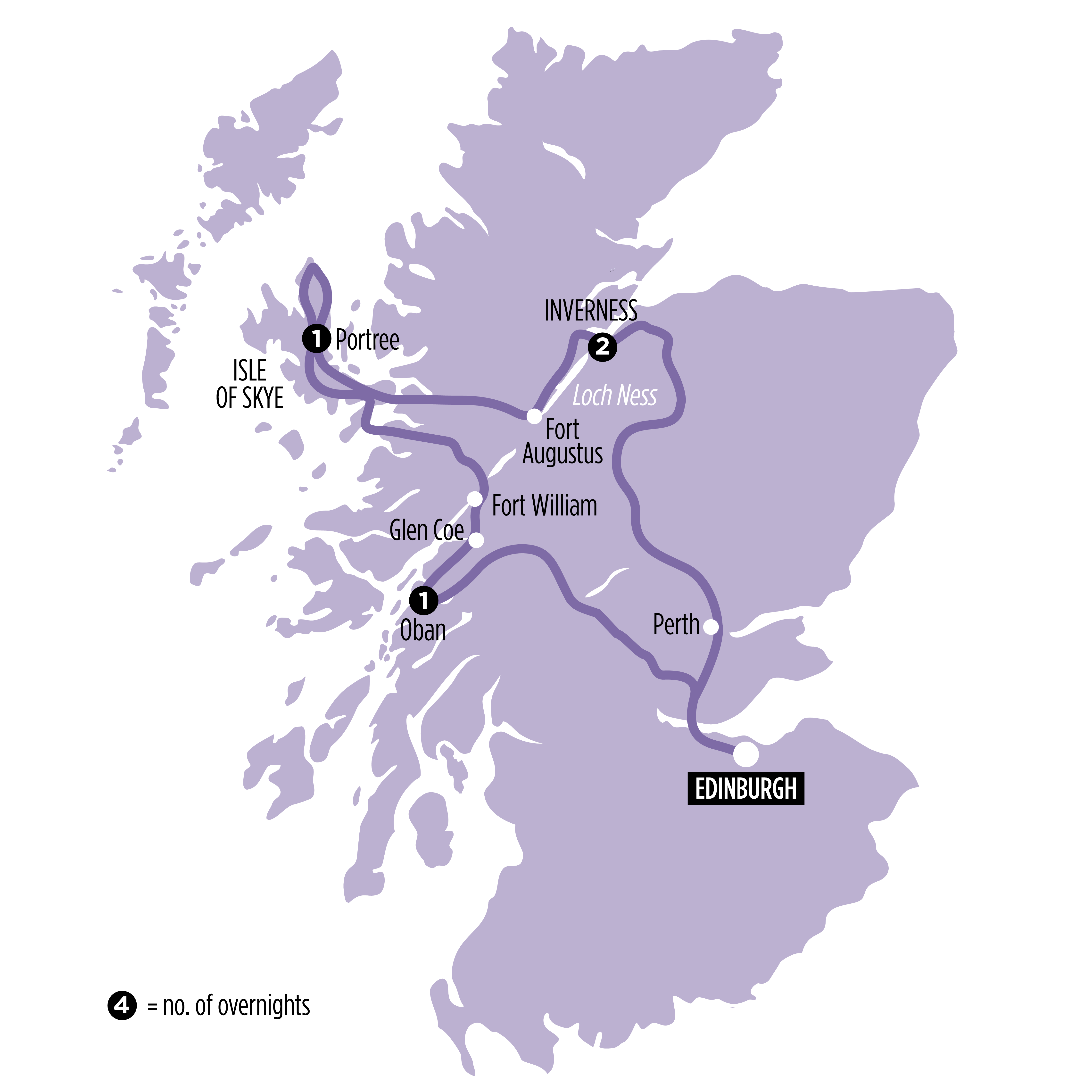 Winter Wonders of Scotland map of route