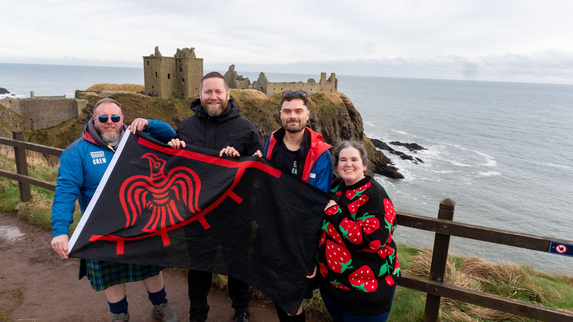Large Group Of People At Dunnottar Castle