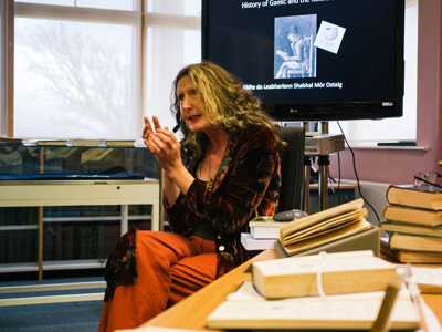 Gaelic Librarian holding presentation about Gaelic Literature, History, and Language