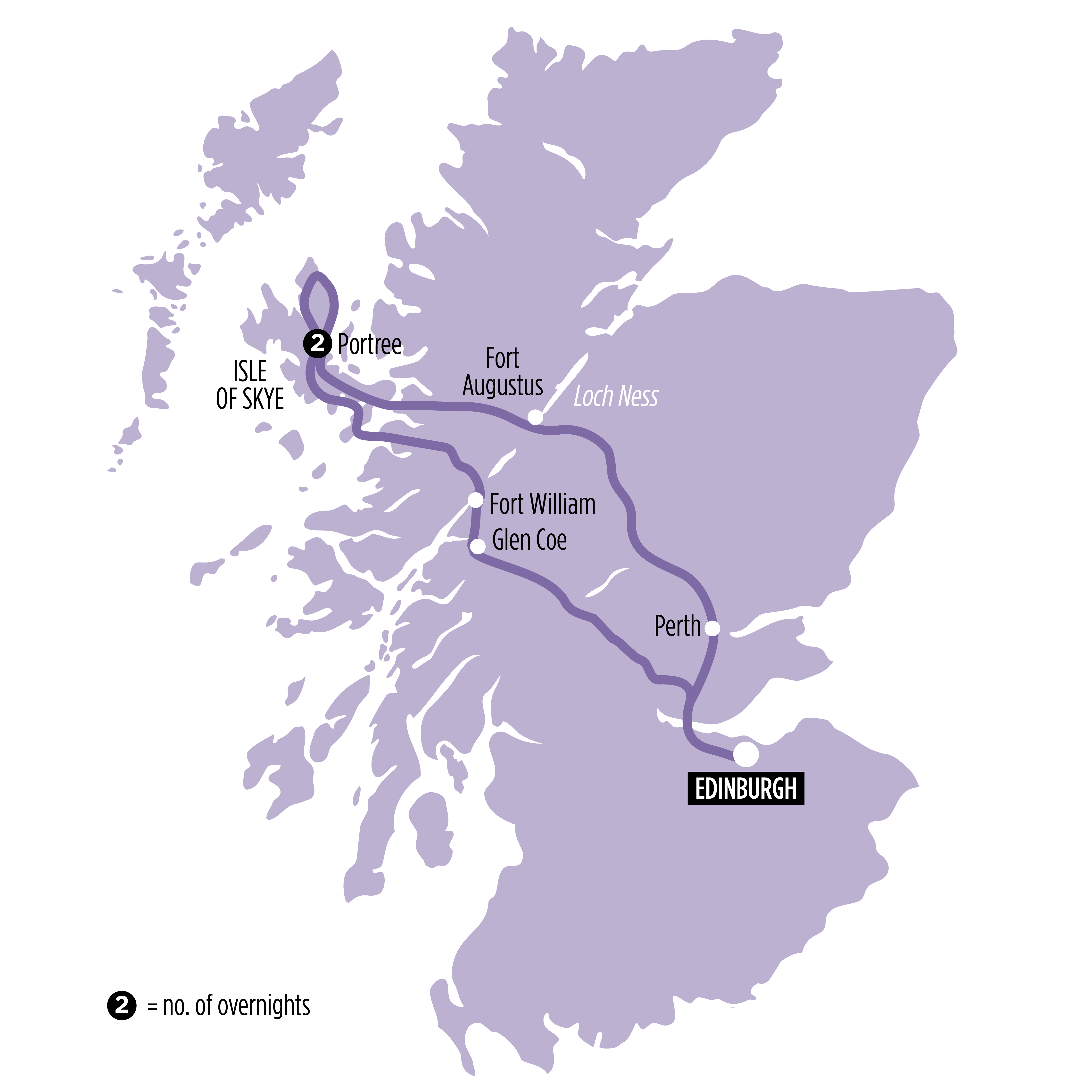 Isle of Skye & The West Highland Line map of route