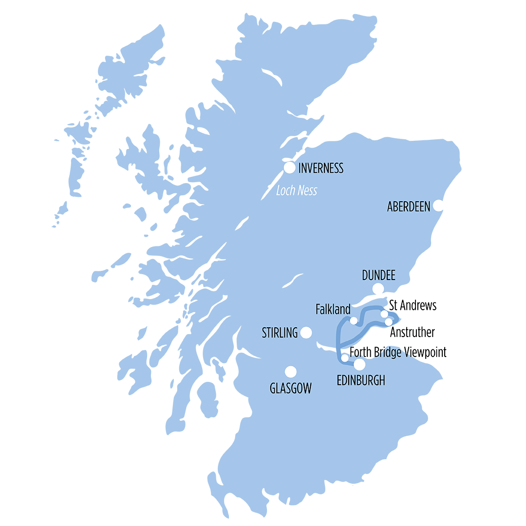 St Andrews & The Fife Coast   map of route