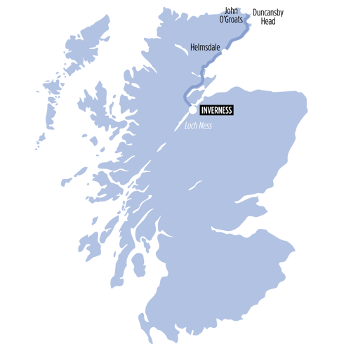 John O’Groats, Dunrobin Castle & The North Coast 500 route map