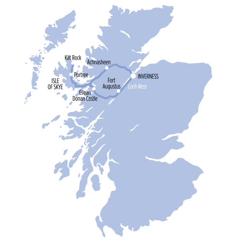 Isle of Skye & Eilean Donan Castle route map