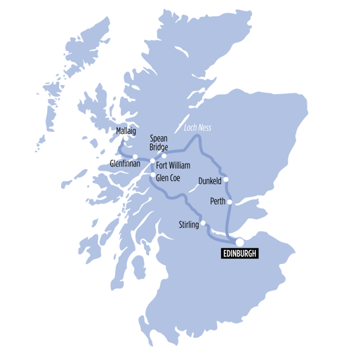 Scottish Highlands & Jacobite Steam Train route map
