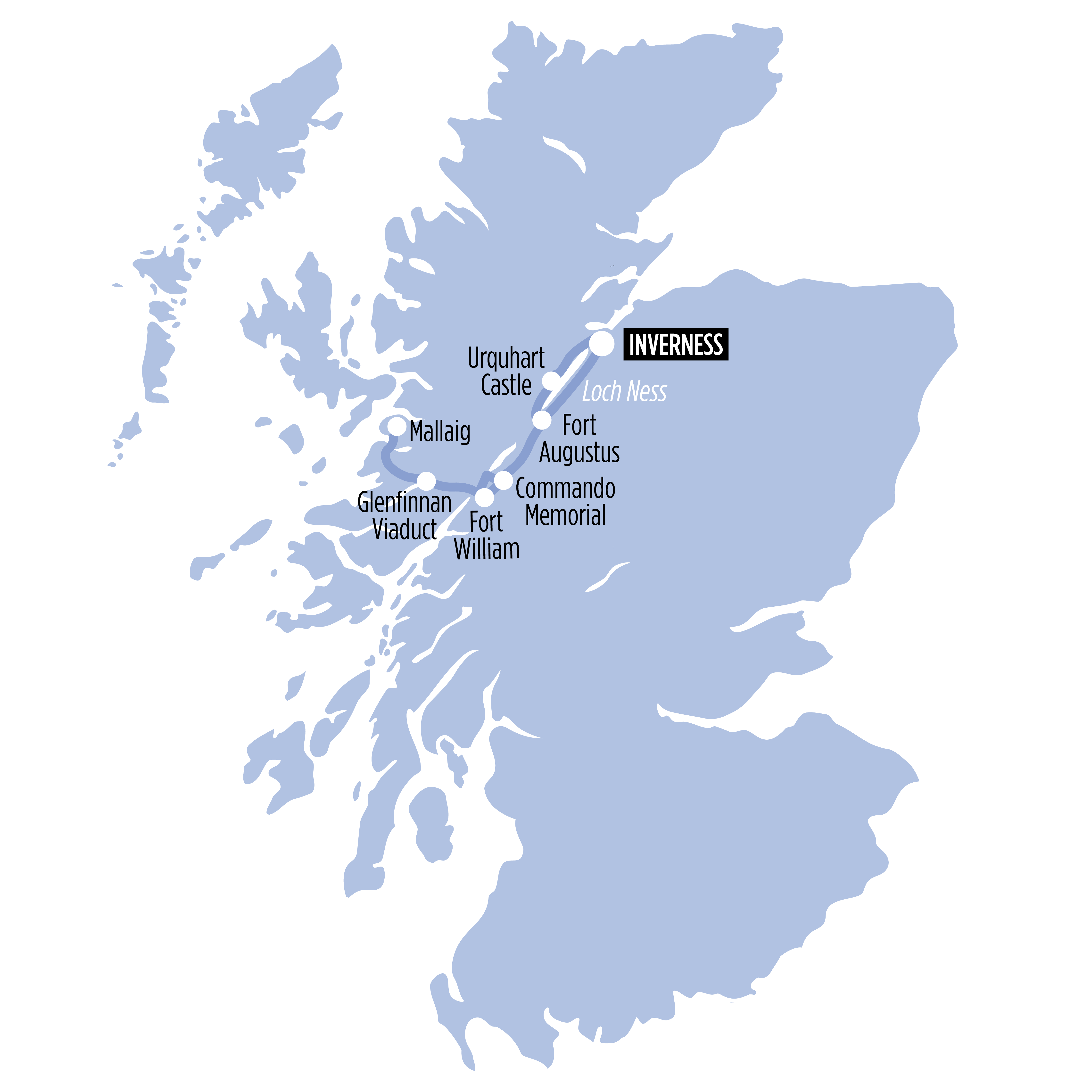 Harry Potter Train & The Scenic Highlands (7.30am Departure) map of route