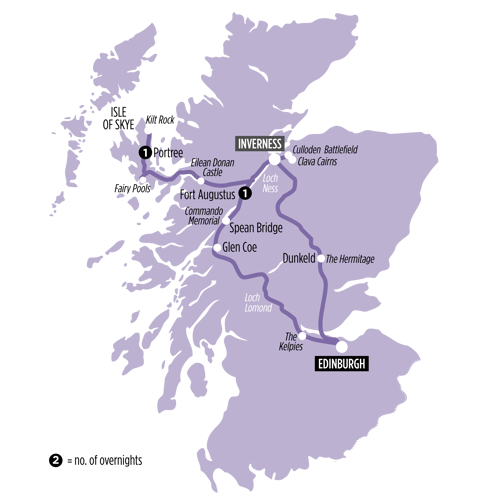 Isle of Skye, Loch Ness & Scottish Highlands route map
