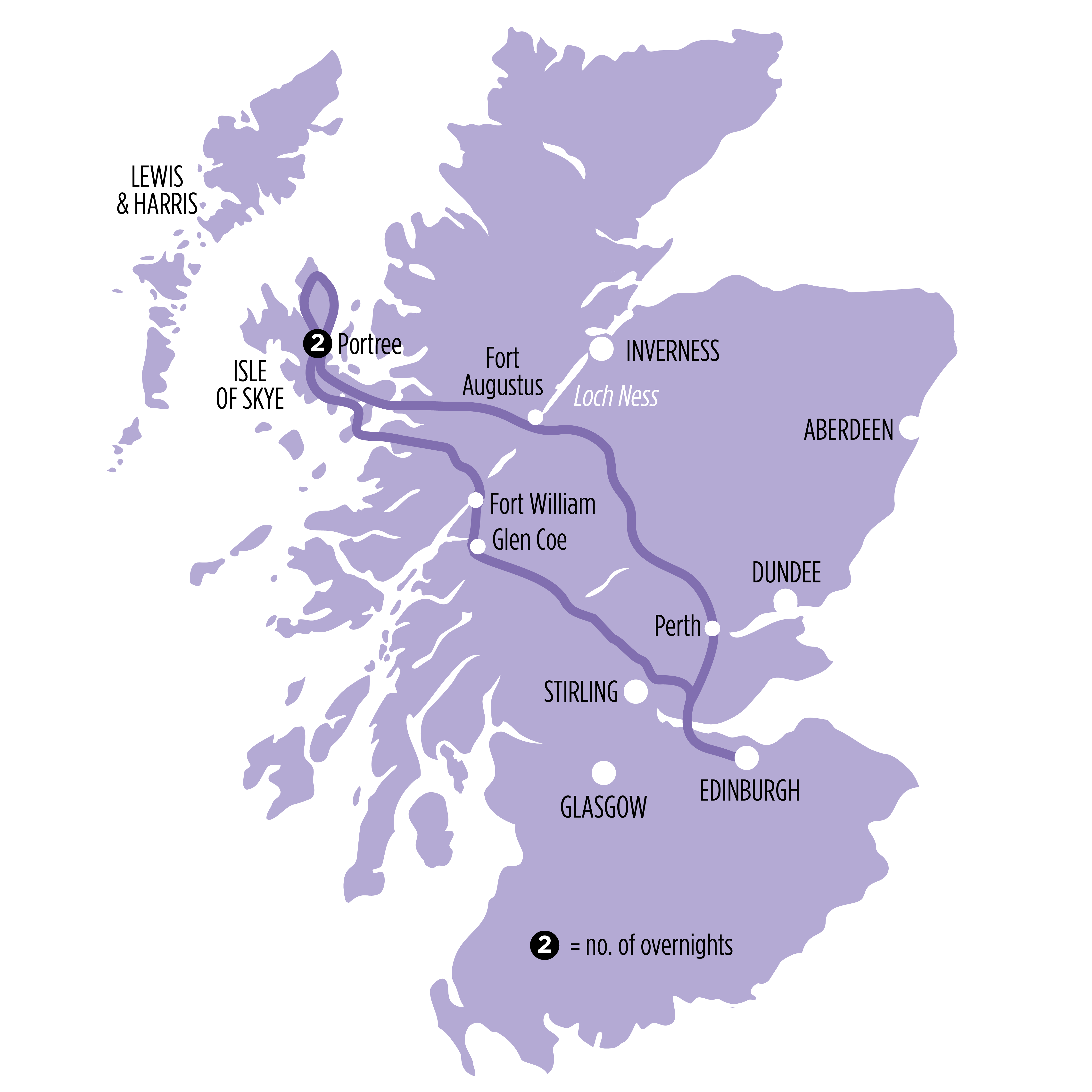 Isle of Skye & The West Highland Line map of route
