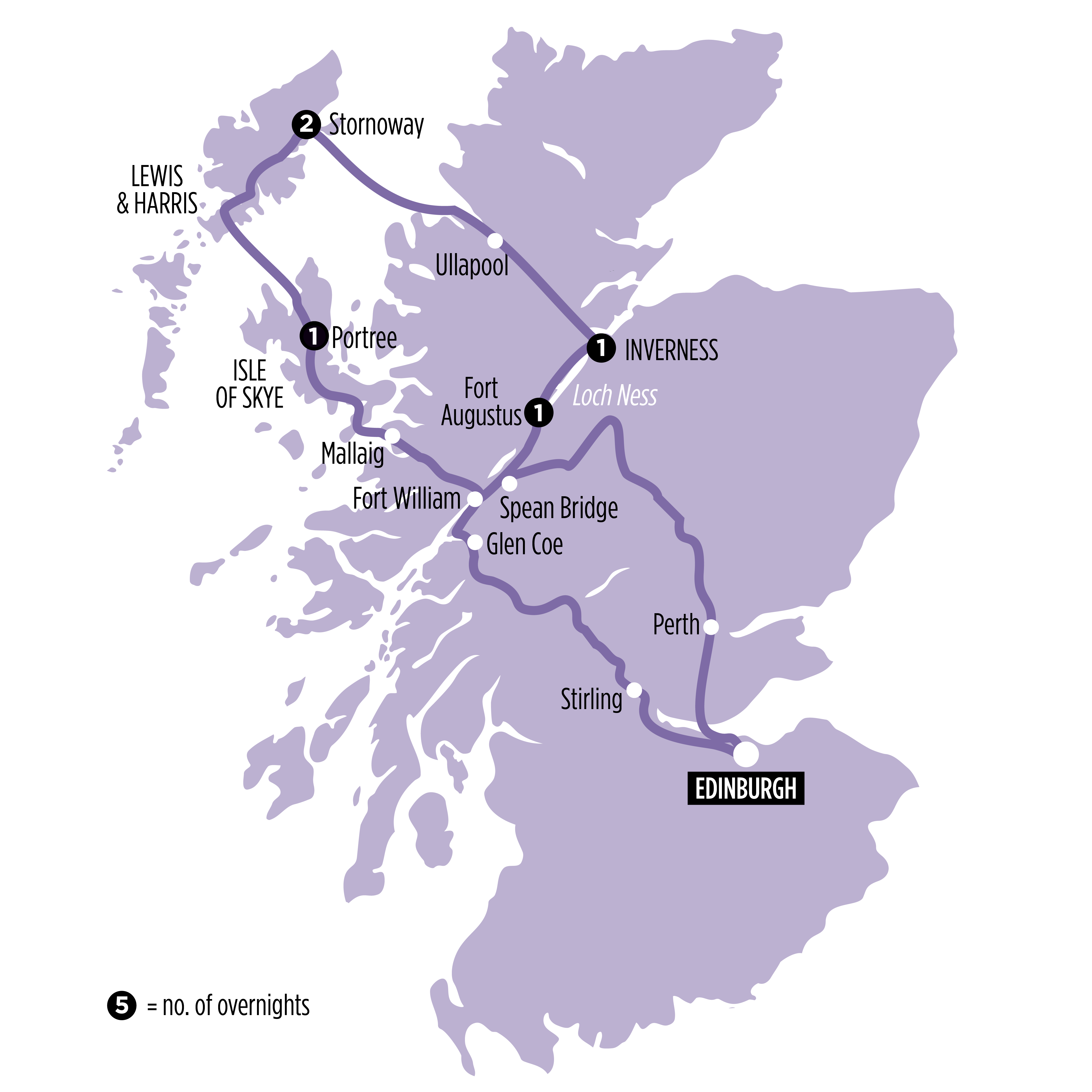 Isle of Skye & Outer Hebrides map of route